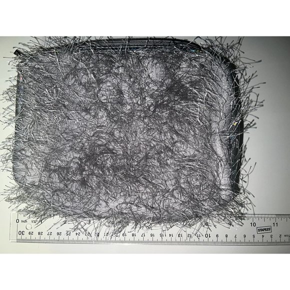 NWOT Lancôme Silver Fringe Holographic Cosmetics Bag - Picture 5 of 6